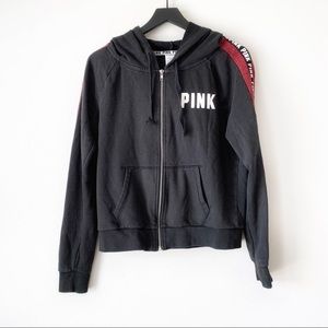 PINK Victoria’s Secret Black & Red Zip Up Sweater